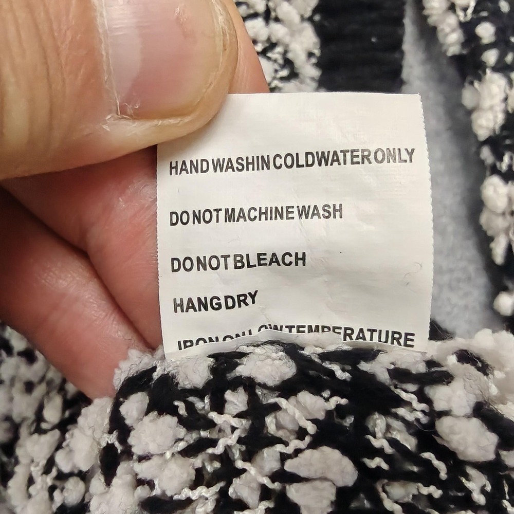 Solitaire Sweater Womens‎ Medium Black Fair Isle Mock Neck Chunky Knit Pullover - Picture 4 of 8